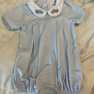 Blue and White Striped Baby Romper